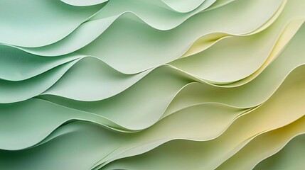 Poster - Layer abstract background concept. Abstract wave patterns in calming green and yellow tones for creative projects.