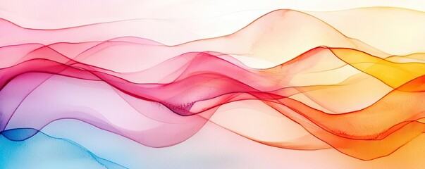 Poster - Watercolor abstract background concept. Colorful abstract waves flow in harmony, creating a vibrant and dynamic visual effect.