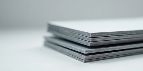 Leinwandbilder - Stack of Light Gray Rectangular Panels on a White Surface