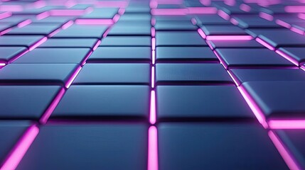 Poster - Matrix abstract background idea. Abstract glowing tiles create a futuristic digital background.