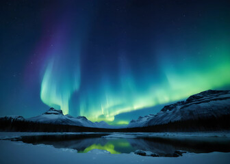 aurora borealis multicolored green vibrant , aurora polaris night starry sky and northern lights. gr