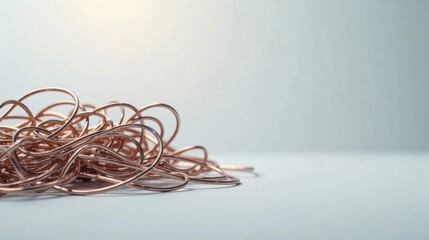 Poster - Rose gold wire entanglement, a study in metallic textures and abstract forms
