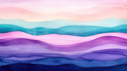 Poster - Watercolor abstract background concept. An abstract watercolor landscape in soft pastel colors showcasing layered waves.