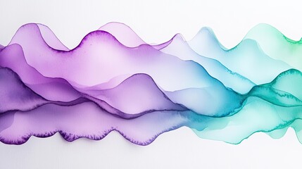Aufkleber - Watercolor abstract background concept. An abstract wave design in purple and teal colors creating a calming aesthetic.