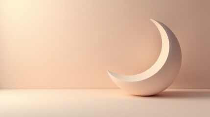 Poster - Crescent Moon Shaped Product Display Stand on Peach Background