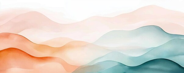 Aufkleber - Watercolor abstract background concept. Abstract waves of color in soft tones creating a calm and soothing visual experience.