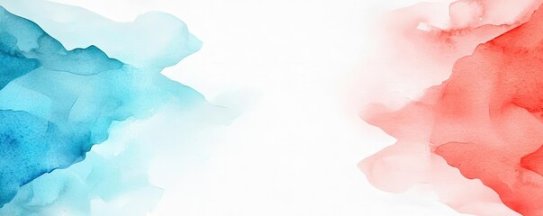 Poster - Watercolor abstract background concept. A vibrant watercolor splash in blue and red, perfect for creating artistic backgrounds.