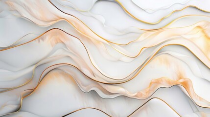 Poster - Fluid lines create an elegant gold and white wave pattern, enhancing a sophisticated ambiance perfect for modern decor or artistic design