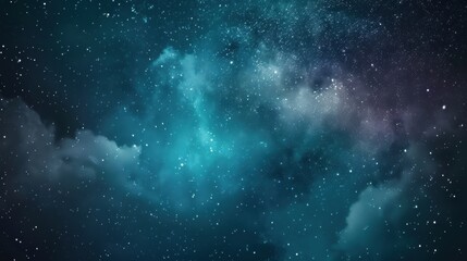 Poster - Vibrant colors form an abstract night sky with twinkling stars and ethereal clouds, evoking a sense of wonder and tranquility