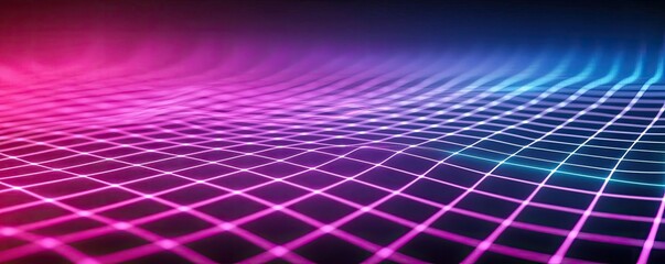 Poster - Matrix abstract background idea. Abstract colorful grid pattern with vibrant hues and dynamic waves in the background.