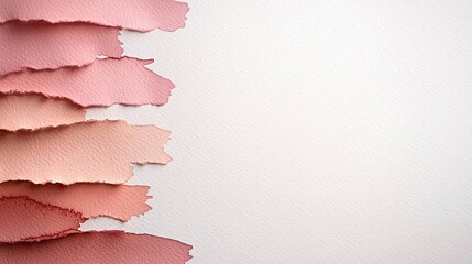 Poster - Watercolor abstract background concept. Collection of torn paper strips in various shades of pink on a white background.