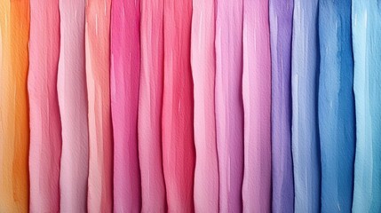 Poster - Watercolor abstract background concept. A vibrant collection of colorful fabric rolls displayed in a gradient arrangement.