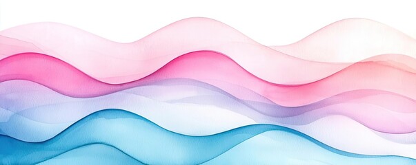 Poster - Watercolor abstract background concept. Abstract waves in pink and blue create a soft, flowing visual effect for design projects.
