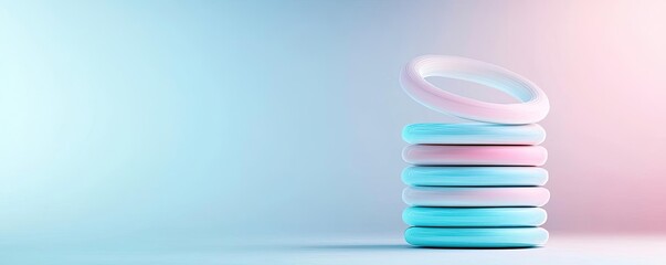 Aufkleber - Layer abstract background concept. Colorful stack of transparent circles on a gradient background for modern design.