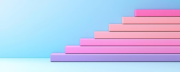 Poster - Layer abstract background concept. Colorful layered blocks in gradient shades of pink against a subtle blue background.