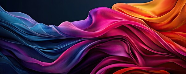 Poster - Layer abstract background concept. Vibrant and dynamic flowing fabric in vivid colors, creating a sense of movement and energy.