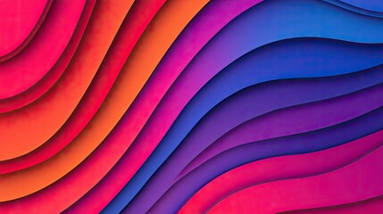 Aufkleber - Layer abstract background concept. Vibrant wavy patterns in red, orange, purple, and blue for creative design projects.