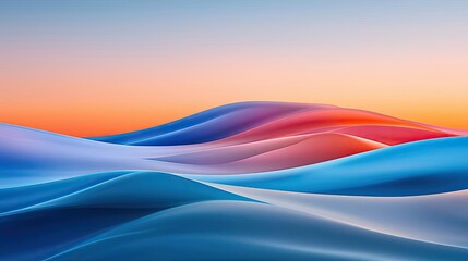 Poster - Layer abstract background concept. Elegant abstract landscape with flowing waves in vibrant pastel colors at sunset.