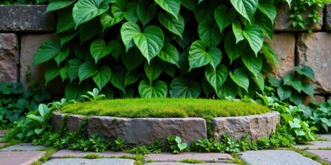 Aufkleber - Serene Garden Oasis Lush Greenery and Stone Display