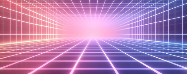 Aufkleber - Matrix abstract background idea. Abstract neon grid background with vibrant colors and a futuristic vibe.