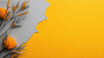 Poster - Watercolor abstract background concept. A vibrant arrangement of yellow flowers on a textured background.