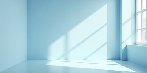 Poster - Serene Blue Room with Sunlight Streaming Through Window