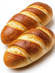 Wall Mural - a photostock of a freshly baked loaf of artisan bread with a golden crust, set on a clean white surf