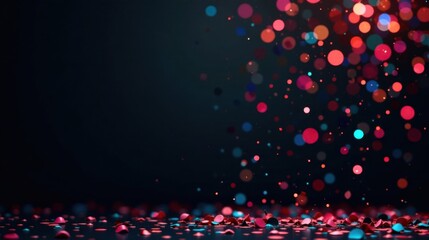 Poster - Dark Background with Falling Confetti and Bokeh Lights