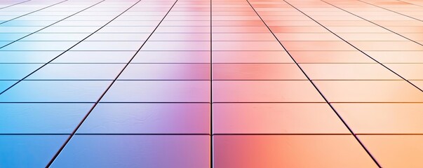 Poster - Floor abstract background concept. A colorful abstract background with a grid pattern of blue and orange gradient tiles.