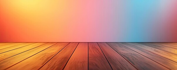 Poster - Floor abstract background concept. Vibrant gradient backdrop with wooden floor for presentations and creative projects.