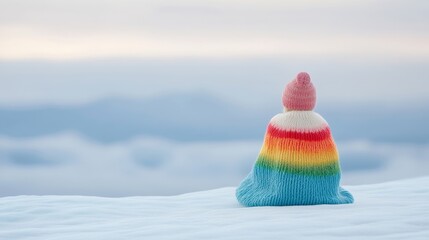 Wall Mural - red cap on snow