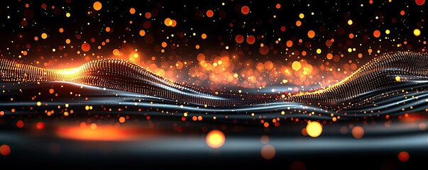 Aufkleber - Dots abstract background idea. Abstract representation of glowing waves with sparkles and light effects.