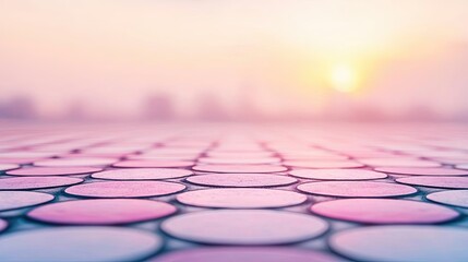 Poster - Floor abstract background concept. Serene view of a patterned surface with soft colors and a glowing sunset in the background.