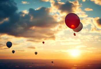 Wall Mural - den issluftballons viele uber wolken balloon hot air haze group horizon courage common aven colourful fly cloud sport summer travel kite water