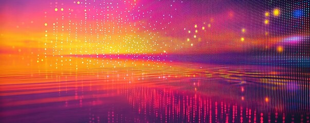 Aufkleber - Dots abstract background idea. A vibrant sunset over serene waters, with colorful reflections and dreamy atmosphere.