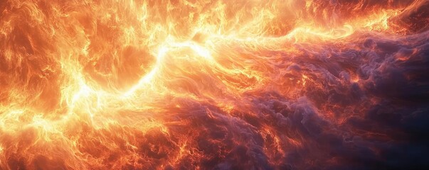 Poster - Fire abstract background concept. A stunning display of fiery clouds illuminating the night sky with vibrant colors.