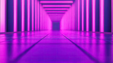 Poster - Floor abstract background concept. A futuristic corridor illuminated by vibrant pink lights, enhancing a tech-inspired atmosphere.