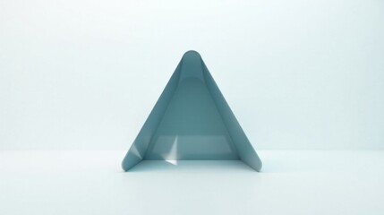 Poster - Minimalist Triangular Display Stand for Product Presentation on a Light Blue Background