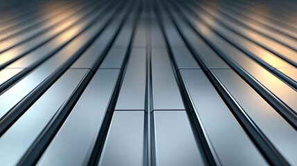 Poster - Floor abstract background concept. Close-up view of sleek metallic texture and lines, showcasing industrial design.