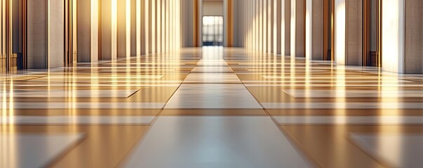 Aufkleber - Floor abstract background concept. A beautiful corridor with elegant lighting and polished floors creating a serene atmosphere.
