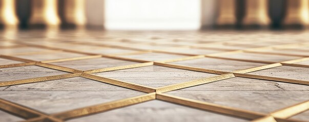 Poster - Floor abstract background concept. Elegant marble floor with gold accents, showcasing intricate design and luxurious style.