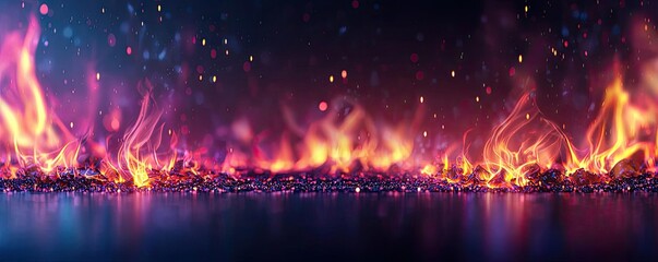 Aufkleber - Fire abstract background concept. Vibrant flames dance against a dark background, creating an intense visual spectacle.