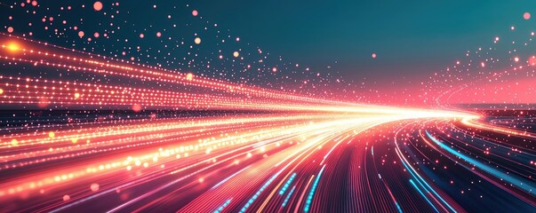 Aufkleber - Dots abstract background idea. Vibrant light trails create dynamic patterns on a dark background, symbolizing speed.