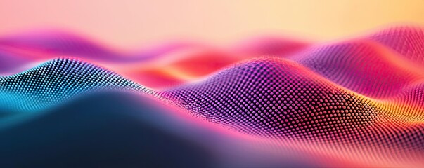 Poster - Dots abstract background idea. Vibrant abstract waves with colorful light effects in a digital landscape.