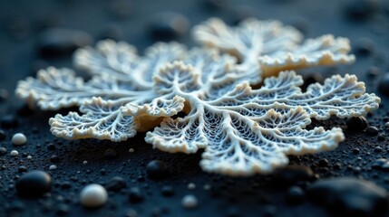 Poster - Intricate Delicate Organic Structure on Dark Surface with Water Droplets