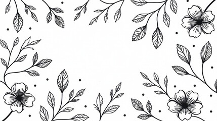 Aufkleber - Elegant Black and White Floral Frame for Invitations and Announcements