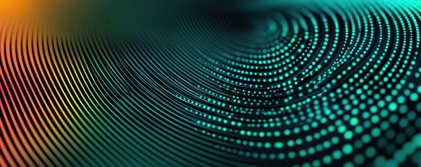 Fototapete - Dots abstract background idea. Vibrant abstract digital pattern with flowing lines and circular shapes in vivid colors.
