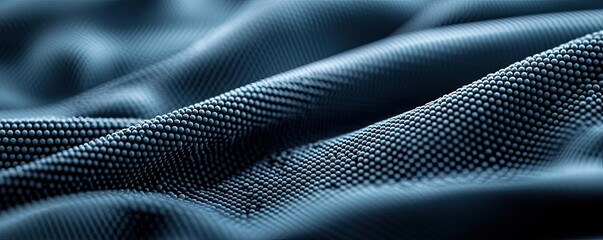 Poster - Dots abstract background idea. Close-up of soft blue fabric texture, showcasing detailed waves and subtle patterns.