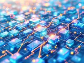 Poster - Futuristic digital network with glowing circuit connections