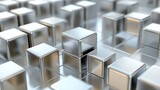 Abstract Metal Cubes: A 3D Render of Reflective Silver Blocks